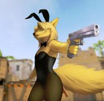 anthro bunny_costume clothed clothing costume crossdressing escalation fake_ears fake_rabbit_ears femboy gun male ranged_weapon weapon unknown_artist counter_strike:_global_offensive esc_the_fox canid canine fox mammal hi_res