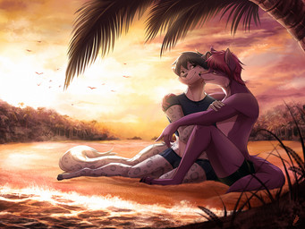 amazing_background anthro beach bulge clothing cloud detailed_background duo forest licking male male/male nature outside palm_tree plant romantic romantic_ambiance sand seaside sunset swimwear tongue tongue_out tree water seyumei adrian_(firewolf) novus canid canine canis felid leopard mammal pantherine snow_leopard wolf 2016 4:3 detailed