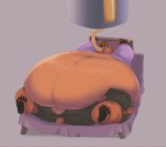 anthro bed bed_bondage belly belly_expansion belly_inflation big_belly brown_body brown_fur chain chained cheek_bulge claws clothed clothing expansion eyewear feeding_tube food force_feeding forced fur furniture glasses honey_(food) huge_belly inflation lying male medical_instrument morbidly_obese morbidly_obese_anthro morbidly_obese_male obese obese_anthro obese_male on_back on_bed open_mouth overweight overweight_anthro overweight_male scientific_instrument solo toe_claws torn_clothing weight_gain wide_hips worried mayonnaisepinata bear brown_bear mammal ursine