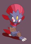 ambiguous_gender ball_gag bdsm bondage bound feral forehead_gem gag gem restraints rope rope_bondage sitting solo whistleristler nintendo pokemon generation_4_pokemon pokemon_(species) weavile hi_res