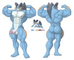2023 5_fingers 5_toes abs absurd_res amphibian anthro anthrofied back_muscles balls barazoku bayou_(fellamellow) belly biceps big_biceps biped black_eyes blue_back blue_butt blue_face blue_feet blue_legs blue_nipples blue_soles blue_toes butt color_swatch countershade_belly countershade_torso countershading daddyfication digital_drawing_(artwork) digital_media_(artwork) fan_character feet fingers flexing flexing_bicep flexing_both_biceps flexing_muscles front_view generation_3_pokemon genitals gills glans hi_res humanoid_feet humanoid_genitalia humanoid_hands humanoid_penis looking_at_viewer male manly model_sheet monotone_balls monotone_butt monotone_feet monotone_genitals monotone_legs monotone_penis mouth_closed muscular muscular_anthro muscular_arms muscular_legs muscular_male navel nintendo nipples no_nails nude orange_gills orange_sclera pecs penis pink_glans plantigrade pokemon pokemon_(species) pokemorph pose rear_view signature simple_background solard0gg0 solo sprite standing swampert toes two_tone_face white_balls white_belly white_body white_chest white_countershading white_face white_penis