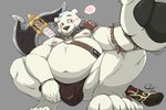 anthro belly blush bulge clothing fur humanoid_hands male moobs nipples overweight overweight_anthro overweight_male simple_background solo underwear white_body white_fur chiubear0214 bear mammal polar_bear ursine 2016 3:2 hi_res