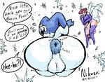 anal_wink anthro anus backsack ball_size_difference balls bent_over big_anus big_balls big_butt blue_anus blue_clothing blue_hat blue_headwear blue_legwear blue_stockings bodily_fluids butt clothing dripping duo female femboy flying fool's_hat genital_fluids genitals gloves handwear hat headgear headwear insect_wings intersex intersex/male leaking_precum legwear male precum precum_drip precum_string rear_view size_difference small_dom_big_sub snowflake stockings white_body white_skin wings nikozoi atlus megami_tensei sega jack_frost_(megami_tensei) pixie_(megami_tensei) demon fairy humanoid imp pixie low_res