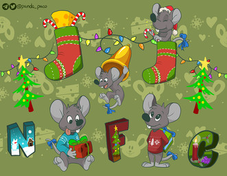 accessory anthro bell black_nose bottomless bow_ribbon christmas_tree closed_smile clothed clothing featureless_crotch fur furgonomics gift glistening glistening_eyes grey_body grey_fur head_tuft holidays male mouth_closed nude open_mouth open_smile pattern_background plant red_tongue ribbons simple_background sitting smile solo standing tail tail_accessory tail_bow tail_ribbon teeth tongue tongue_out tree tuft young young_anthro young_male pandapaco christmas mammal mouse murid murine rodent