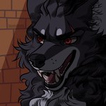 anthro black_body black_fur black_nose cheek_tuft chest_tuft detailed_fur eye_scar facial_scar facial_tuft fangs fur head_tuft male multicolored_body multicolored_fur neck_tuft open_mouth red_eyes scar simple_background solo teeth tuft two_tone_body two_tone_fur inniejszy far_beyond_the_world_(series) vulgor_(far_beyond_the_world) canid canine canis mammal wolf 1:1 detailed headshot_portrait portrait source_request unavailable_at_source