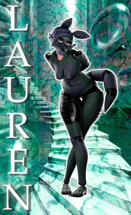 4_toes anthro bent_over black_eyelids blue_body blue_hair blue_tail breasts brown_eyes claws eyebrows feet female glistening glistening_body green_body hair hands_behind_back inside looking_at_viewer machine medium_breasts nipples outline pink_nipples pink_tongue raised_inner_eyebrows short_hair slightly_chubby slightly_chubby_anthro slightly_chubby_female solo stairs standing tail text thick_thighs toe_claws toes tongue tongue_out white_outline wide_hips zelyonka disembowell_(modeler) five_nights_at_freddy's scottgames fan_character sofy_lauren_foxlott animatronic canid canine fox mammal robot robot_anthro 2026 3d_(artwork) character_name digital_media_(artwork) english_text full-length_portrait hi_res portrait