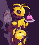 anthro anthrofied beakless big_breasts big_butt bodily_fluids breasts butt cum cum_on_butt cupcake ejaculation female food genital_fluids joints looking_at_viewer machine nipples non-mammal_breasts non-mammal_nipples plate red_cheeks shadow sharp_teeth solo stare teeth nikozoi five_nights_at_freddy's five_nights_at_freddy's_2 scottgames cupcake_(fnaf) toy_chica_(fnaf) animatronic avian bird chicken galliform gallus_(genus) phasianid robot 2021 absurd_res digital_media_(artwork) hi_res