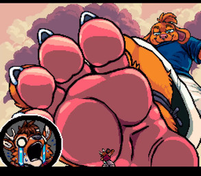 4_toes anthro claws crush duo extreme_size_difference feet foot_crush foot_fetish foot_focus foot_play male micro pawpads paws size_difference soles toe_claws toes trampling underfoot doggydog canid canine deer mammal animated no_sound short_playtime video