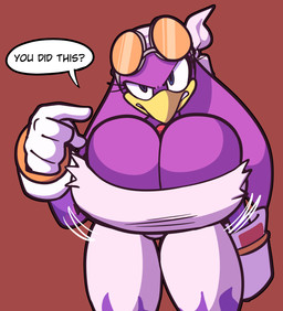 anthro beak big_breasts breasts clothing eyewear female glasses gloves handwear purple_body solo white_clothing klacket sega sonic_riders sonic_the_hedgehog_(series) wave_the_swallow avian bird hirundinid oscine passerine swallow_(bird) 2026 absurd_res hi_res