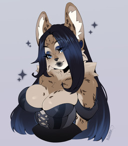 alternative_fashion anthro cheek_tuft clothed clothing dark_hair dress ear_piercing eyeshadow facial_tuft female fluffy fluffy_ears fur gloves goth hair handwear legwear lipstick long_hair makeup markings piercing solo spots spotted_body spotted_fur stockings tuft sushiiifx julia_(garedwolf) domestic_cat felid feline felis mammal mixed_breed savannah_cat absurd_res hi_res