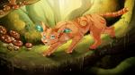 blue_eyes day detailed_background feral forest fur orange_body orange_fur outside paws plant solo standing tree maplespyder maple_(maplespyder) domestic_cat felid feline felis mammal 2015 digital_media_(artwork) digital_painting_(artwork)