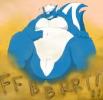 anthro anus belly fart hyper hyper_fart male markings overweight overweight_anthro overweight_male skunk_spray solo striped_markings striped_tail stripes tail tail_markings fard sniff_the_skunk mammal mephitid skunk hi_res