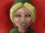 clothed clothing creepy green_clothing green_headwear grin headgear headwear male nightmare_fuel not_furry red_background red_eyes sculpture simple_background smile solo soul_devouring_eyes statue teeth uncanny_valley graveyardshift creepypasta majora's_mask nintendo the_legend_of_zelda ben_drowned link human humanoid hylian mammal 2010 4:3 digital_media_(artwork) hi_res signature