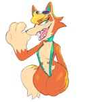 anthro big_hands bikini black_nose blonde_hair blush blush_lines breasts clothing dipstick_tail eyelashes eyeshadow eyewear eyewear_on_head female front_view fur gloves_(marking) green_bikini green_clothing green_eyes green_swimwear hair head_tuft looking_at_viewer makeup markings one-piece_swimsuit open_mouth orange_body orange_fur sharp_teeth simple_background sling_bikini small_breasts solo sunglasses sunglasses_on_head swimwear tail tail_markings tan_body tan_fur teeth thick_thighs tuft two-piece_swimsuit white_background wide_hips yellow_eyeshadow caliginous animal_crossing nintendo audie_(animal_crossing) canid canine canis mammal wolf hi_res