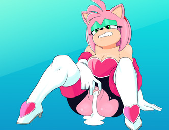 accessory anthro armwear big_breasts bite biting_lip biting_own_lip black_bodysuit black_clothing black_nose black_skinsuit blue_background bodily_fluids bodysuit boots breasts cleavage clothed clothing cum cum_in_vagina cum_inside elbow_gloves eyelashes eyeshadow female footwear front_view fur genital_fluids genitals gloves green_eyes green_eyeshadow hair hair_accessory hairband handwear head_tuft high_heeled_boots high_heels knee_boots knee_highs leaking_cum legwear makeup pink_body pink_fur pink_hair self_bite shoes short_hair simple_background sitting skinsuit solo spread_legs spread_vulva spreading tan_body tan_fur thick_thighs tight_clothing torn_bodysuit torn_clothing torn_skinsuit tuft vulva white_boots white_clothing white_footwear white_gloves white_handwear wide_hips starfinga sega sonic_the_hedgehog_(series) amy_rose rouge_the_bat eulipotyphlan hedgehog mammal hi_res
