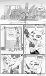 anthro carrying_another female fur holidays male on_shoulders text frava8 christmas disney zootopia judy_hopps nick_wilde canid canine fox lagomorph leporid mammal rabbit red_fox true_fox 2016 3:5 absurd_res comic english_text hi_res monochrome