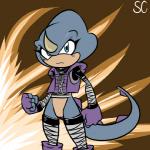 anthro blue_eyes featureless_crotch female solo saltcore sega sonic_the_hedgehog_(series) breeze_the_chameleon fan_character chameleon lizard meller's_chameleon reptile scalie 1:1 2011