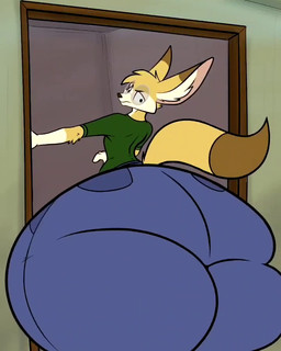 annoyed anthro big_butt bottomwear butt butt_focus butt_jiggle clothed clothing denim denim_bottomwear denim_clothing doorway eyewear femboy glasses huge_butt huge_thighs hyper hyper_butt jeans jiggling looking_back male motion_lines pants rear_view solo sound_effects squeezing stuck stuck_in_door thick_thighs wearing_glasses wide_hips fangy_boyo daniel_fang canid canine fennec_fox fox mammal true_fox 4:5 animated short_playtime sound video