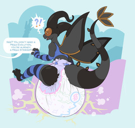 3_fingers 3_toes ambiguous_gender anthro armwear back_wings big_diaper black_body black_stripes black_wings blue_armwear blue_clothing blue_elbow_gloves blue_gloves blue_handwear blue_legwear blue_shirt blue_tank_top blue_thigh_highs blue_topwear blush blush_lines claws clothed clothing dialogue diaper diaper_puff elbow_gloves fangs feces feet finger_claws fingerless_gloves fingers floating gloves grey_claws grey_finger_claws grey_toe_claws handwear interrobang legwear markings offscreen_character open_mouth pattern_armwear pattern_clothing pattern_elbow_gloves pattern_gloves pattern_handwear pattern_legwear pattern_thigh_highs pointy_speech_bubble pooping shirt shocked simple_background soiled_diaper soiling soiling_diaper solo speech_bubble striped_armwear striped_body striped_clothing striped_elbow_gloves striped_gloves striped_handwear striped_legwear striped_markings striped_tail striped_thigh_highs stripes tail tail_markings tank_top teeth text thigh_highs three-quarter_view toe_claws toes topwear unclean_diaper used_diaper using_diaper wearing_diaper wings bubblepuppers innocentenough nintendo pokemon lupi_(innocentenough) flygon generation_3_pokemon pokemon_(species) english_text full-length_portrait hi_res portrait