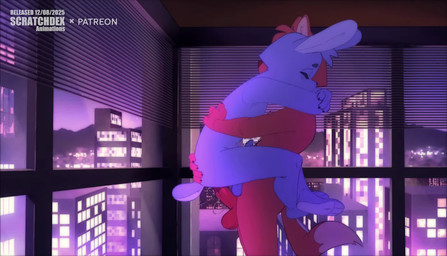 3_toes 4_fingers anal anal_fluids anal_orgasm anal_penetration anthro apartment arms_around_neck balls bodily_fluids bouncing_balls building city city_background cityscape cosmic_background crossed_legs cum cum_drip cum_in_ass cum_inside cum_on_penis cum_string cum_while_penetrated dripping duo ears_up ejaculation erection eyes_closed faceless_character faceless_male feet fingers genital_fluids genitals hands-free held_up hindpaw hug humanoid_genitalia humanoid_penis inside leaning leaning_backward male male/male mismatched_genitalia mismatched_humanoid_penis mismatched_penis moan mountain night nude orgasm paws penetration penile penile_penetration penis penis_in_ass plantigrade precum resting_head rounded_back sex sex_after_cumming side_view simultaneous_orgasms sky soles stand_and_carry_position standing standing_sex star starry_background starry_sky tail tail_motion toes window window_light scratchdex sound_warning kuwakinks_(va) tankxcodex_(va) bunny_(scratchdex) fox_(scratchdex) canid canine fox lagomorph leporid mammal rabbit 2d_animation animated frame_by_frame hi_res long_playtime sound webm
