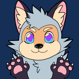 :3 blinking fur looking_at_viewer open_:3 open_mouth owo pawpads solo canid canine fox hybrid mammal 1:1 animated