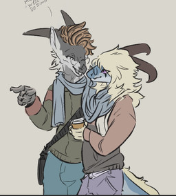 anthro beverage claws clawthorn clothed clothed_anthro clothing coffee duo eyewear glasses horn male male/male purple_eyes quadruped scarf sharing_clothing sharing_scarf smooth_horn celery_kin mythology wings_of_fire ash_(celery_kin) clawthorn_(deltaraptor) dragon icewing_(wof) mudwing_(wof) mythological_creature mythological_scalie sandwing_(wof) scalie