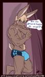 2014 abs balls biceps big_balls big_penis blonde_hair blue_eyes butt castbound clothing english_text fur hair happy_trail lagomorph looking_at_viewer male mammal muscles nipples open_mouth pecs penis pose presenting rabbit smile solo teeth text tongue underwear vein veiny_penis wall
Rating: Questionable
Score: 10
User: CastBound
Date: March 06, 2014
