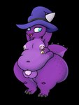 anthro areola balls big_butt biped butt chubby_tail clothing flaccid front_view genitals hat hat_only headgear headgear_only headwear headwear_only huge_butt huge_hips male moobs mostly_nude nipple_piercing nipples overweight overweight_anthro overweight_male penis piercing purple_body purple_scales scales slightly_chubby slightly_chubby_anthro slightly_chubby_male small_penis smile solo standing stretching tail wide_hips wizard_hat cookie-pone kobold scalie 2025 3:4 alpha_channel digital_media_(artwork) hi_res