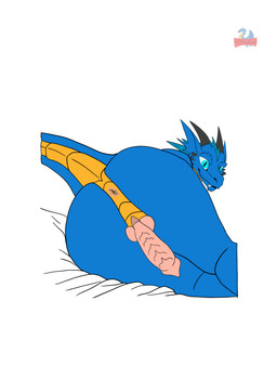 anthro anus genitals knot male penis presenting presenting_anus presenting_penis solo dralzin mythology dragon mythological_creature mythological_scalie scalie absurd_res hi_res