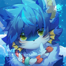 anthro biped blue_body blue_fur fur green_eyes kemono looking_at_viewer male solo white_body white_fur zibao999 aquatic domestic_cat felid feline felis fish hybrid mammal 1:1 2022 icon