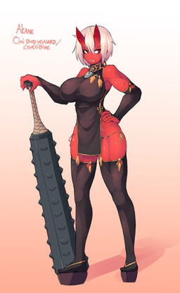 armwear asian_clothing big_breasts breasts bridal_gauntlets clothed clothing club_(weapon) east_asian_clothing elbow_gloves female footwear fully_clothed gloves gradient_background hair hand_on_hip handwear horn japanese_clothing kanabō legwear lock melee_weapon muscular muscular_female muscular_humanoid not_furry open_mouth platform_footwear pupils red_body red_eyes red_skin sandals sharp_teeth shoes simple_background sleeveless_clothing slit_pupils solo standing teeth text thigh_highs weapon white_hair sub-res asian_mythology east_asian_mythology japanese_mythology mythology demon demon_humanoid horned_humanoid humanoid oni yokai 2017 absurd_res english_text hi_res
