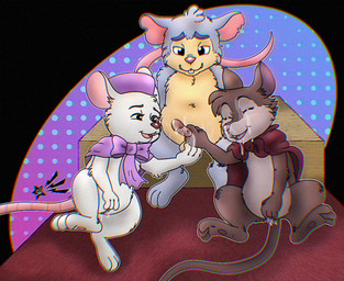3_toes 4_fingers anthro ball_fondling balls bodily_fluids bow_ribbon brown_body brown_fur buckteeth cape clothing cum cum_on_body cum_on_face cum_on_penis eyes_closed feet female fingering fingering_self fingers fondling fur genital_fluids genitals group group_sex handjob hat headgear headwear humanoid_genitalia humanoid_penis looking_pleasured male male/female masturbation multicolored_body multicolored_fur notched_ear open_mouth pawpads penile penis purple_body purple_fur ribbons semi-anthro sex smile soles tan_body tan_fur teeth threesome toes trio two_tone_body two_tone_fur vaginal vaginal_fingering white_body white_fur scorpiogustavo disney don_bluth the_rescuers_(disney) the_secret_of_nimh miss_bianca_(the_rescuers) mrs._brisby mammal mouse murid murine rodent 2026 chromatic_aberration digital_drawing_(artwork) digital_media_(artwork) hi_res signature