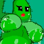 big_breasts black_eyes bodily_fluids breasts cactus female green_body green_skin lactating lips nipples not_furry plant red_lips solo sweat unknown_artist wario_land cactus_(the_wario_hop) animate_inanimate humanoid 1:1 digital_media_(artwork) low_res pixel_(artwork)