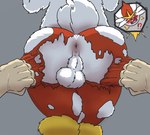 ambiguous_gender anthro anus balls balls_focus bottomwear clothing duo exclamation_point first_person_view fluffy fur genitals male male/ambiguous pants presenting presenting_anus presenting_balls red_bottomwear red_clothing red_pants solo_focus spats surprised_expression tail torn_clothing white_body white_fur lewd_angel nintendo pokemon cinderace generation_8_pokemon human lagomorph leporid mammal pokemon_(species) rabbit absurd_res hi_res