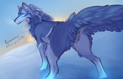 anus bedroom_eyes blue_body blue_eyes blue_fur bodily_fluids butt clitoris female feral fluffy fluffy_tail fur genital_fluids genitals glowing glowing_eyes humanoid_genitalia humanoid_genitalia_on_feral humanoid_vulva humanoid_vulva_on_feral ice looking_at_viewer narrowed_eyes presenting presenting_anus presenting_vulva raised_tail seductive simple_background smile snow solo steam sunset tail text vaginal_fluids vulva white_body white_fur taka_(artist) dota valve valve_corporation crystal_maiden_wolf_persona rylai_the_crystal_maiden canid canine canis mammal wolf 14:9 2023 artist_name colored digital_drawing_(artwork) digital_media_(artwork) digital_painting_(artwork) english_text hi_res painting_(artwork) shaded signature sketch