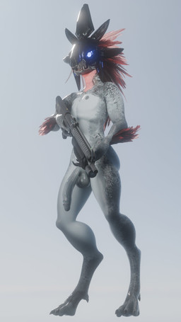 3_fingers 3_toes anthro arm_feathers armor avian_caruncle balls big_penis black_nipples blue_eyes digitigrade empty_eyes face_covered feather_hair feather_tuft feathered_crest feathers feet fingers flaccid genitals glowing glowing_eyes grey_body grey_penis grey_scales gun head_crest headgear headgear_only helmet helmet_only holding_gun holding_object holding_ranged_weapon holding_shotgun holding_weapon humanoid_genitalia humanoid_penis male male_anthro nipples non-mammal_balls non-mammal_nipples nude nude_anthro nude_male penis pseudo_hair ranged_weapon red_body red_feathers scales shotgun simple_background solo spurs_(anatomy) standing toes tuft weapon synca pickle_juice_(modeler) halo_(series) microsoft xbox_game_studios blackwatch alien avian kig-yar scalie t'vaoan 3d_(artwork) 9:16 colored digital_media_(artwork) hi_res