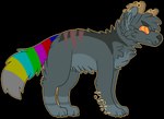 ambiguous_gender black_claws black_nose claws digitigrade eyebrows feral fur glitch grey_body grey_fur grey_inner_ear grey_inner_ear_fluff head_tuft inner_ear_fluff multicolored_tail orange_eyes orange_outline outline paws rainbow_tail ringed_eyes side_view simple_background snout solo standing tail transparent_background tuft whisker_spots jaspering canid canine canis digital_creature domestic_dog glitch_creature mammal 2017 alpha_channel digital_drawing_(artwork) digital_media_(artwork) flat_colors full-length_portrait portrait