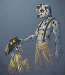 anthro armor clothing duo firefighter_helmet firefighter_uniform headgear helmet male uniform chibi-marrow canid canine canis dalmatian domestic_dog mammal