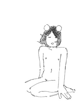 anthro eyes_closed hair kneeling male navel nipples seiza simple_background sitting solo white_background gaydottiff ash_(gaydottiff) mammal mouse murid murine rodent black_and_white comic hi_res monochrome