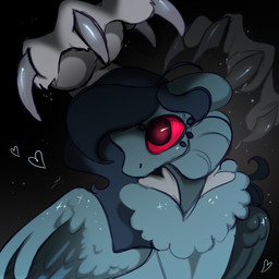 blue_body blue_pony duo fangs feathered_wings feathers female feral long_mane paws red_eyes teeth victim wings young young_female nava_chendler hasbro my_little_pony mythology fan_character nava_chendler_(character) demon equid equine horse mammal mythological_creature mythological_equine pegasus pony absurd_res hi_res