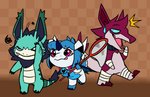 blue_hair chibi flea-ridden fur group hair mane red_body red_fur scratching tail trio blitzdrachin conditional_dnp mythology lamneus sifyro zephyr_(blitzdrachin) ambient_flea arthropod daenanguis dragon flea insect mythological_creature mythological_scalie praimortis scalie