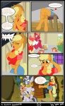 absurd_res accessory amber_eyes anthro anthrofied apple_bloom_(mlp) applejack_(mlp) armlet big_breasts big_macintosh_(mlp) black_body black_nipples black_skin blonde_hair blush bottomwear bow_(feature) bow_accessory bow_ribbon bracelet breasts brown_hair cleavage clothed clothing comic cowboy_hat cutie_mark dialogue doll ear_piercing earth_pony el-loko english_text equid equine eyes_closed female freckles friendship_is_magic furniture granny_smith_(mlp) green_body green_skin group hair hair_accessory hair_bow hair_ribbon hasbro hat headgear headwear heart_symbol hi_res hooves horse inside jewelry long_hair male mammal my_little_pony navel necklace nipples open_mouth orange_body orange_skin piercing plushie plushophilia pony red_body red_hair red_skin ribbons shorts sibling_(lore) sister_(lore) sisters_(lore) sitting stripes table text voodoo voodoo_doll white_body white_hair white_skin yellow_body yellow_skin zebra zecora_(mlp)