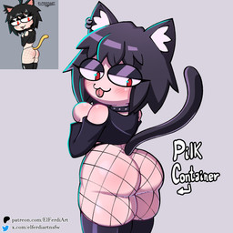 alternative_fashion bedroom_eyes big_butt black_hair blep bottomless butt butt_focus choker clothed clothing ear_piercing female fishnet_clothing fishnet_legwear goth hair jewelry legwear looking_back narrowed_eyes necklace pantyhose piercing red_eyes seductive solo stockings tail tongue tongue_out white_body white_skin elferdiart melty_blood tsukihime type-moon goth_neco-arc neco-arc domestic_cat felid feline felis humanoid mammal neco_spirit 1:1 hi_res