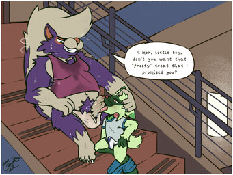 age_difference anthro blush bodily_fluids clothing coercion duo erection_through_clothing fellatio forced foreskin genitals male male/male musk oral overweight overweight_male penile penis public rape sex size_difference stairwell sweat sweaty_clothing tenting young young_raped poorsal nintendo pokemon floragato generation_4_pokemon generation_9_pokemon pokemon_(species) skuntank 4:3 alternate_version_at_source hi_res