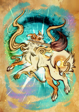 fantasy feral fur male solo tail thehavanawolf capcom okami_(capcom) canid canine mammal absurd_res hi_res