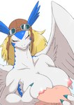 anthro areola big_breasts blush breast_play breast_suck breasts duo eyewear feathered_wings feathers female hair nipples nude simple_background smile sucking white_background wings tarian legendz mythology shiron dragon human mammal mythological_creature mythological_scalie scalie hi_res