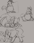 2022 absurd_res all_fours ass_up belly big_belly black_and_white butt digital_media_(artwork) duo ears_down feral generation_2_pokemon generation_3_pokemon grey_background hand_on_head head_on_belly hi_res looking_at_another looking_at_partner lying mareep mightyena monochrome multiple_images narrowed_eyes nintendo on_front pivoted_ears pokemon pokemon_(species) raised_tail raster_dreams simple_background size_difference sketch smeargle smile solo standing tail touching_noses