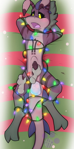 ambiguous_gender anal anal_penetration anthro bdsm bondage bound christmas_decorations christmas_lights dildo disembodied_hand duo erection genitals handjob holidays lights male male/ambiguous male_focus penetration penile penis sex sex_toy solo_focus string_light_bondage string_lights yiffy1234 christmas alien hi_res