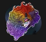 eyebrows eyelashes eyewear glasses hair multicolored_hair rainbow_hair solo sparkles sparkling_hair jesterghastly mammal 2021 digital_media_(artwork) headshot_portrait portrait