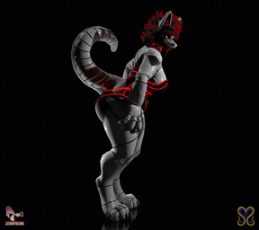 anthro ass_up chanrom2 clothing collar cybernetics djjenny female hip_grab looking_at_viewer machine seductive side_view solo tongue tongue_out mythicalyeen ghostlyshark_(modeler) cyborg mamagen protogen 3d_(artwork) digital_media_(artwork) hi_res